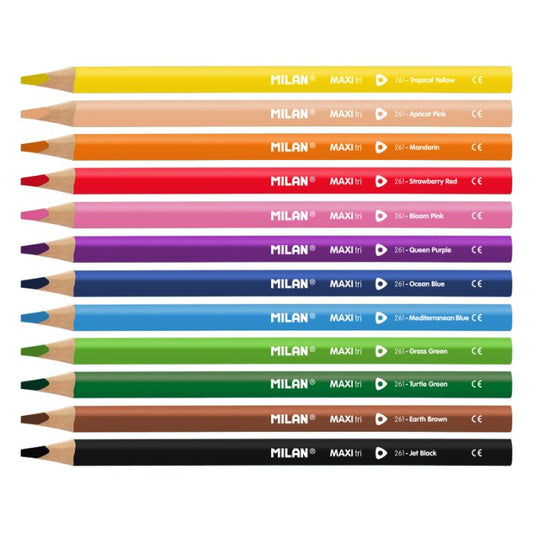 Caja 12 lápices de colores MAXI triangulares + afilalápices