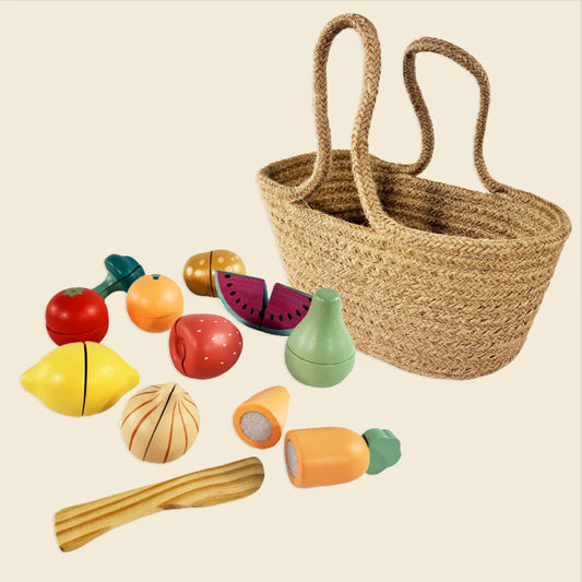 Cesta de Compra con Fruta y Verdura