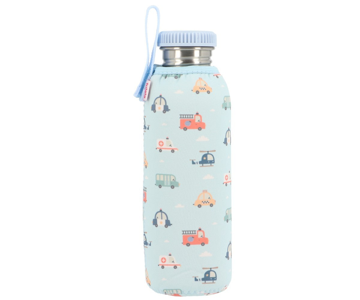 Botella Acero Funda City Cars 750 ml