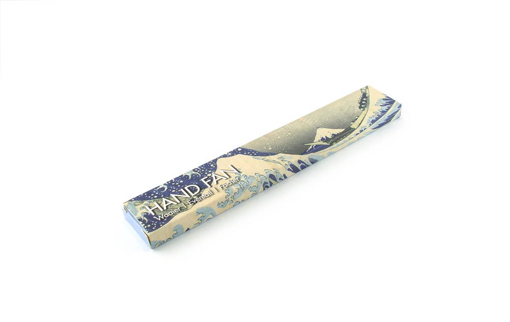 Ventilador de mano, bambú, Hokusai, La gran ola