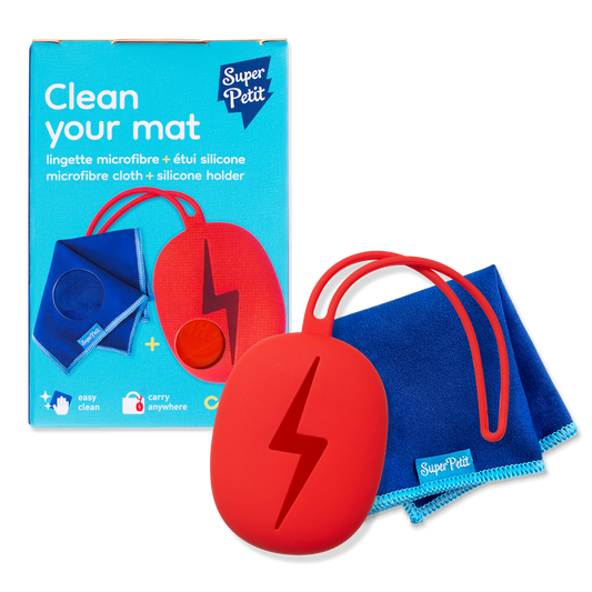 Toallita de microfibra y funda de silicona roja