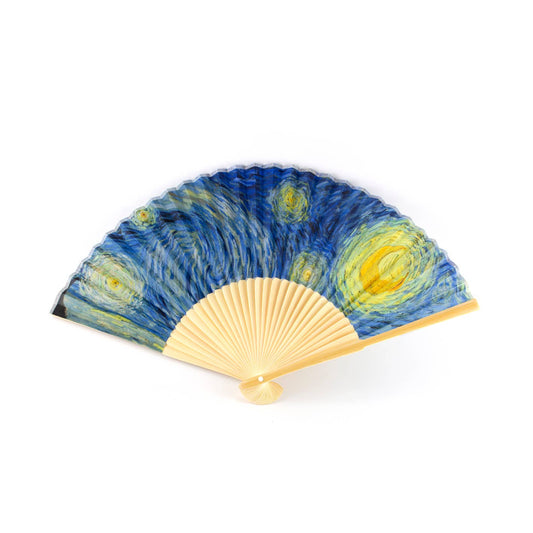 Ventilador de mano, bambú, Van Gogh, Una noche estrellada