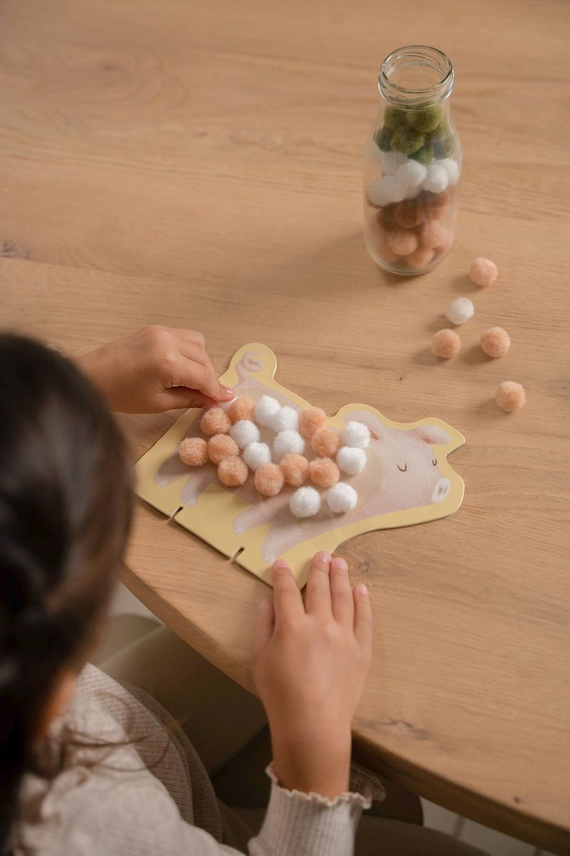 Tarjetas de Pompones Pequeña Granja