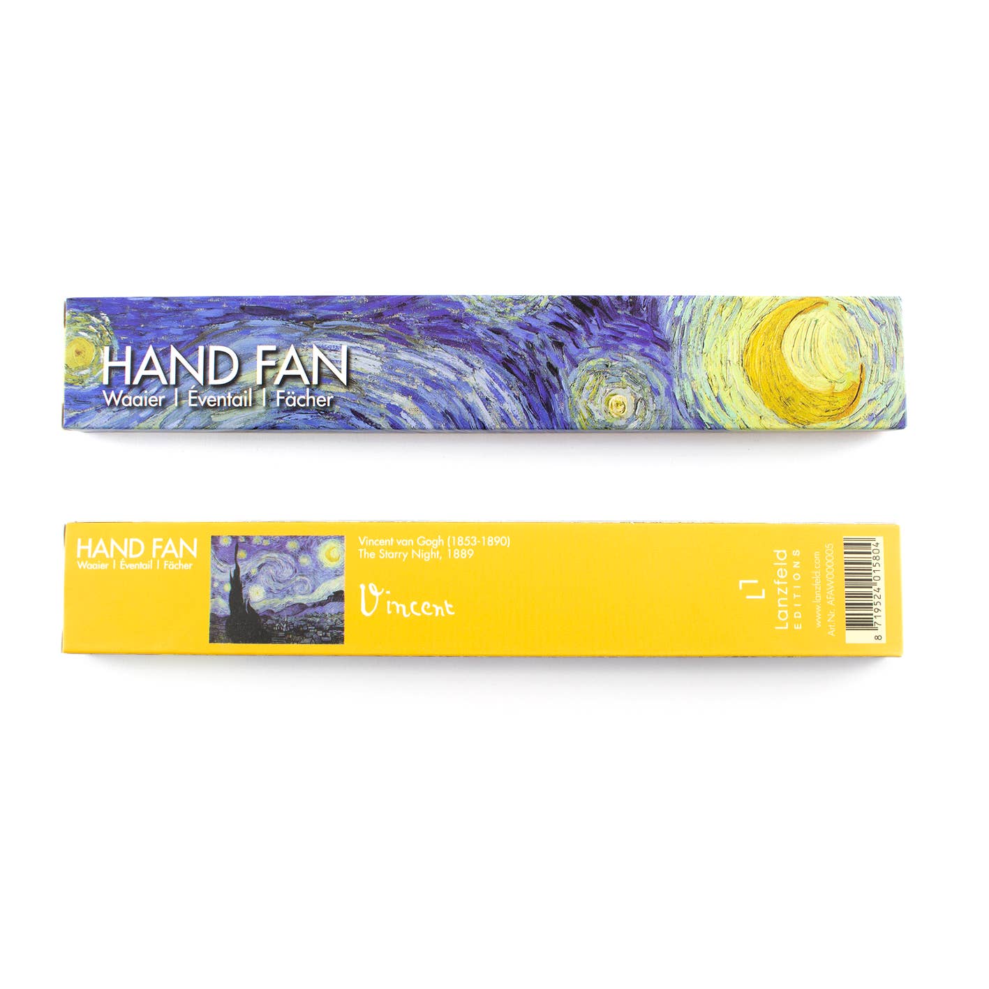 Ventilador de mano, bambú, Van Gogh, Una noche estrellada