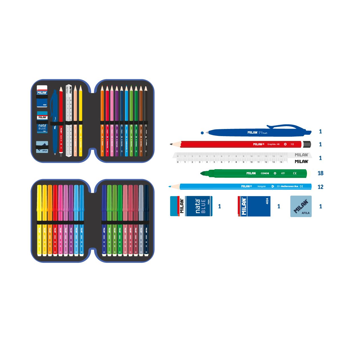 Plumier 2 Pisos con Contenido Blue Odyssey