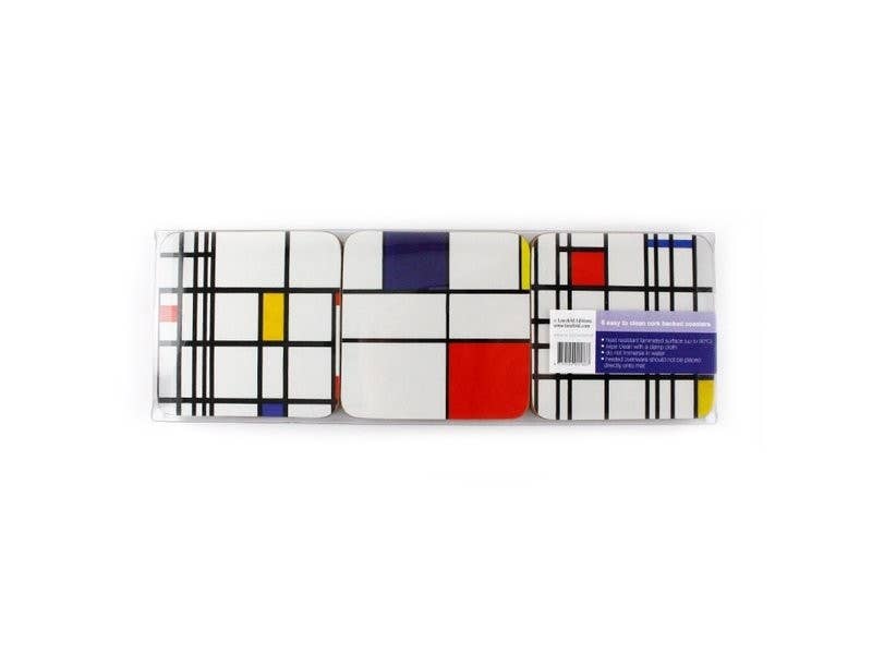 Posavasos, juego de 6, composición Mondriaan