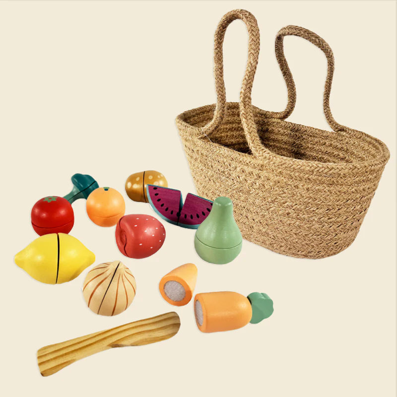 Cesta de Compra con Fruta y Verdura