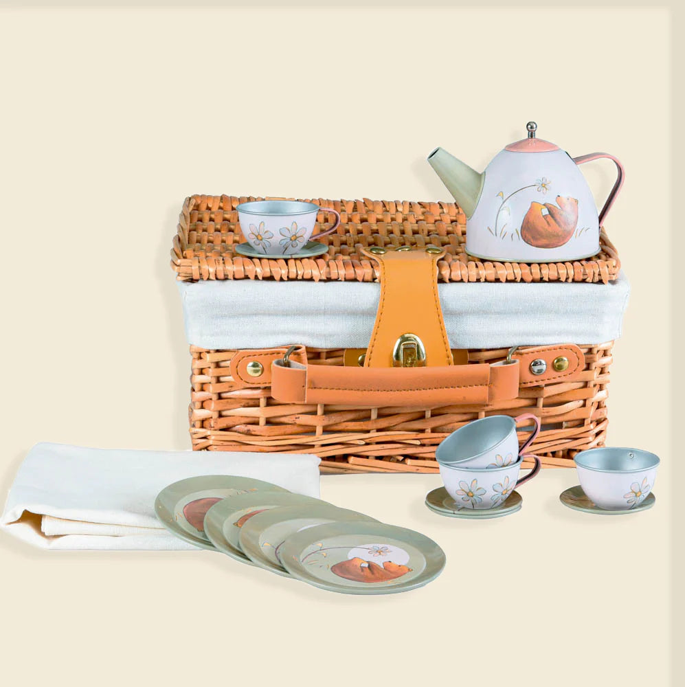 Cesta de Mimbre con Set de Te Bosque