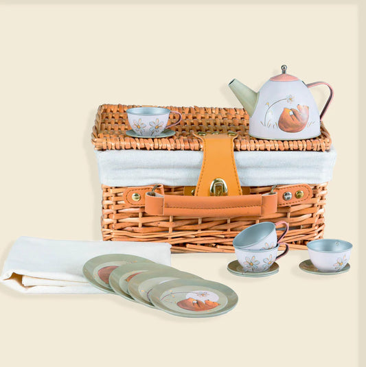 Cesta de Mimbre con Set de Te Bosque