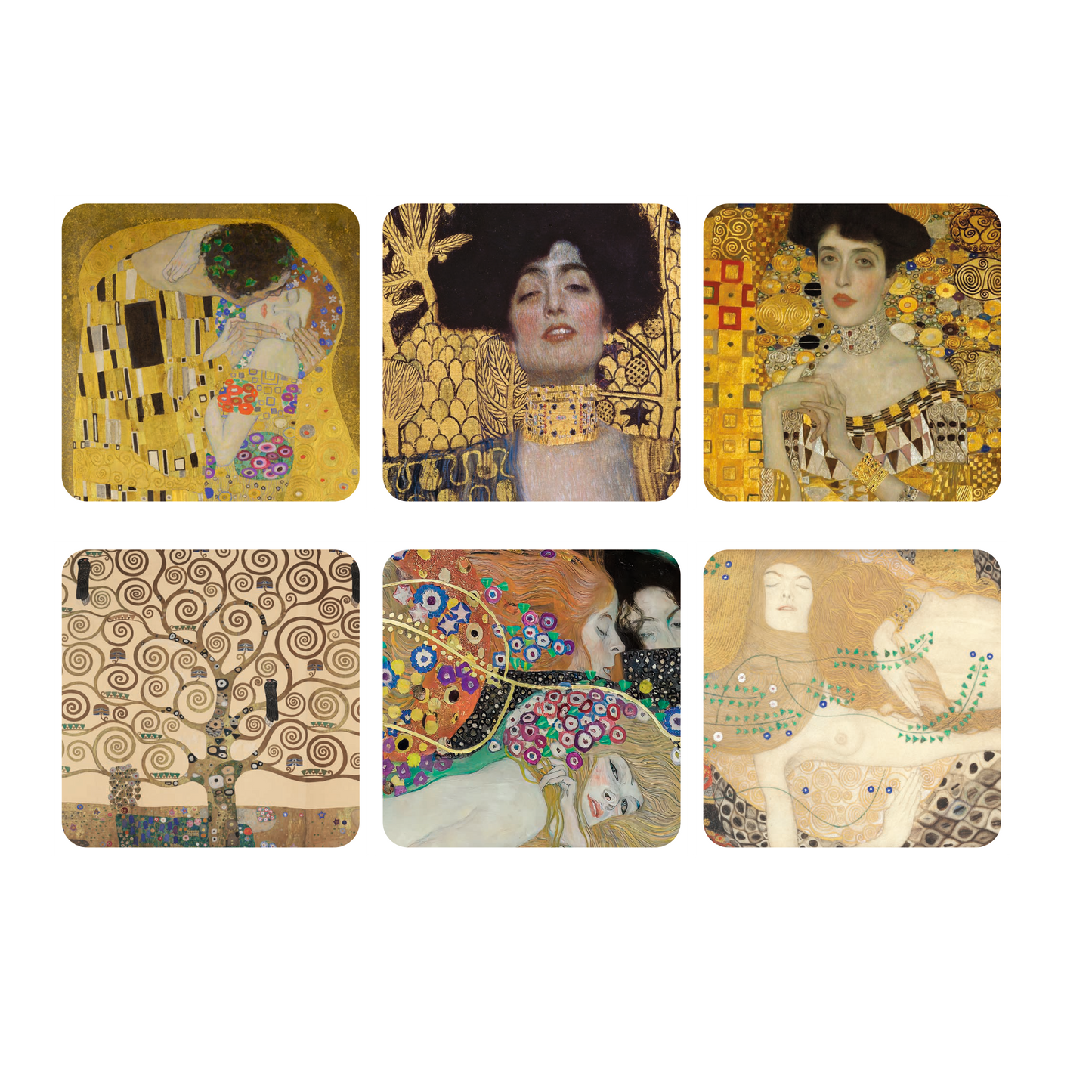 Posavasos, juego de 6, obras maestras de Gustav Klimt