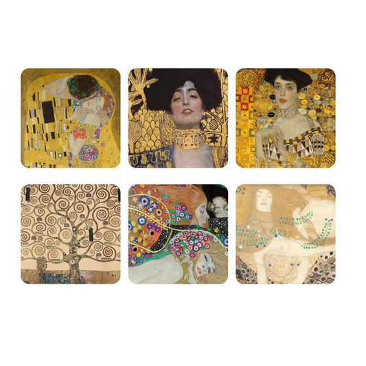 Posavasos, juego de 6, obras maestras de Gustav Klimt
