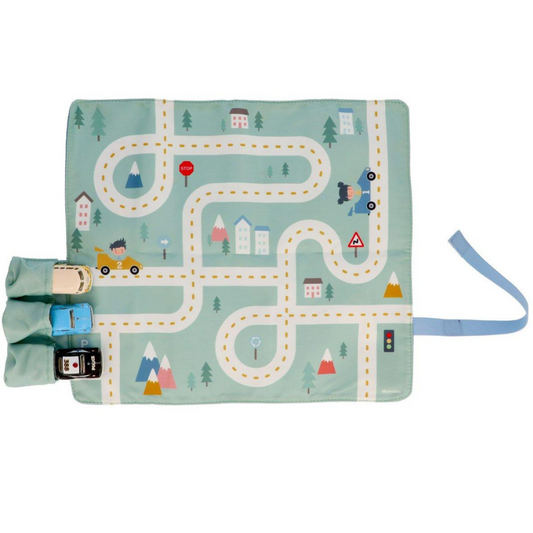 Juego Mantel con Circuito Mostaza + 3 Coches