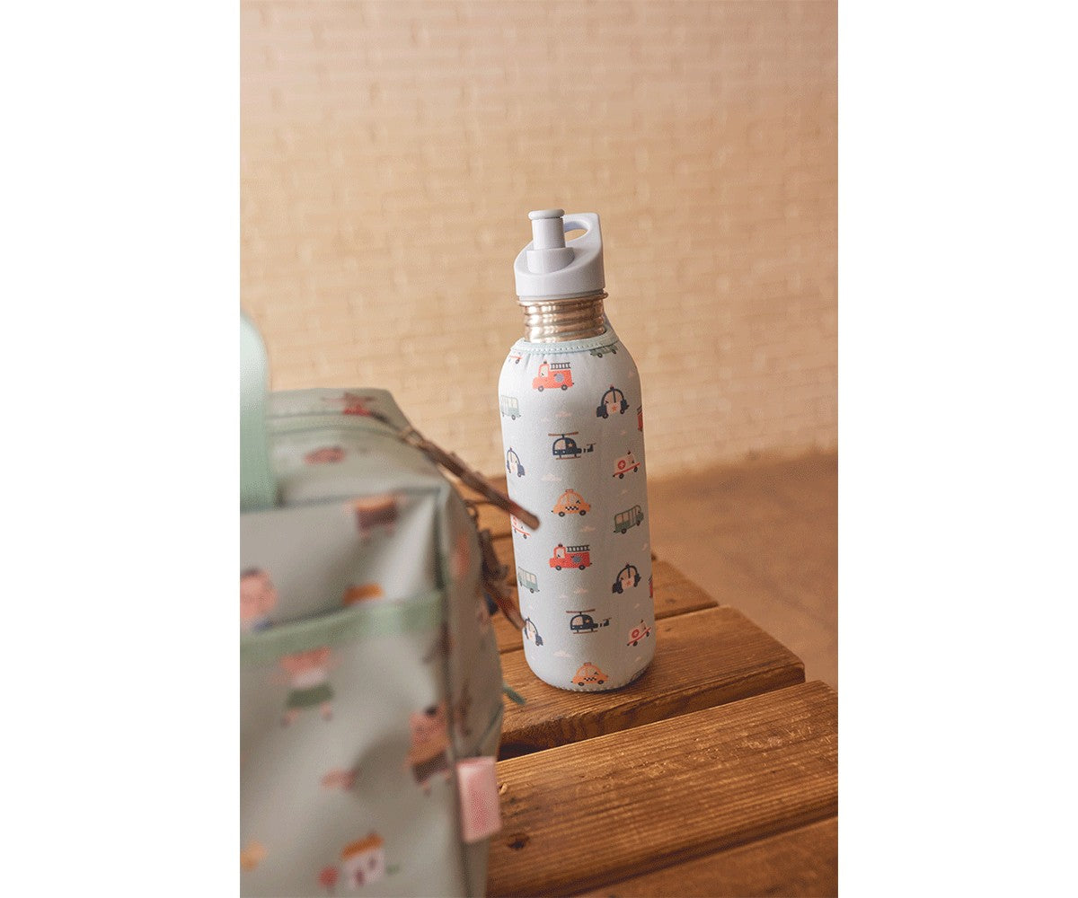 Botella Acero Funda City Cars 500 ml