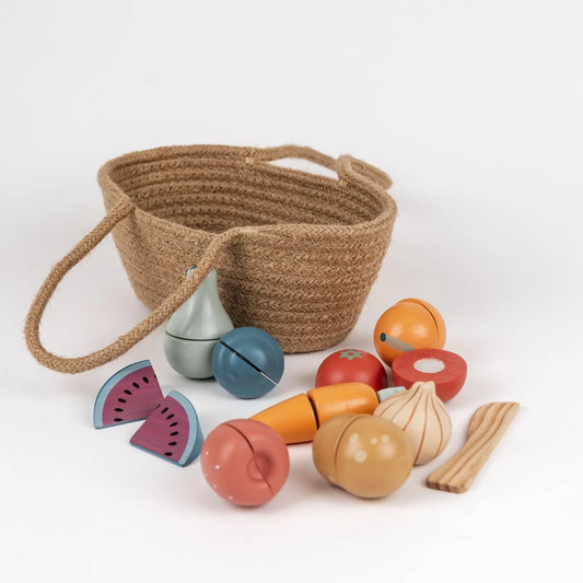 Cesta de Compra con Fruta y Verdura