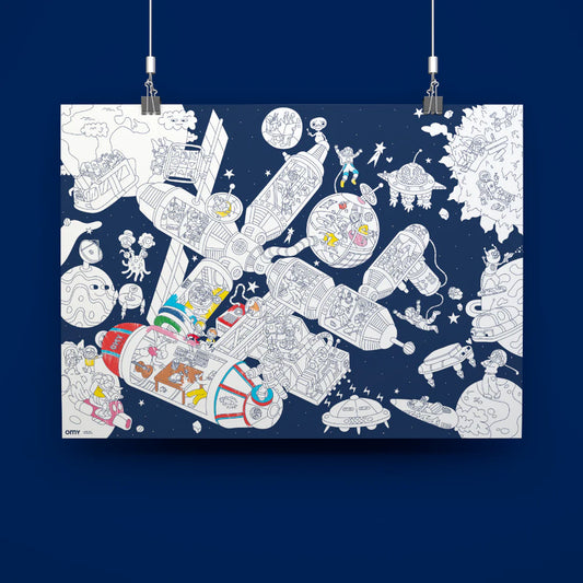 POSTER XL SPACE STATION PARA COLOREAL + PEGATINAS FLÚO