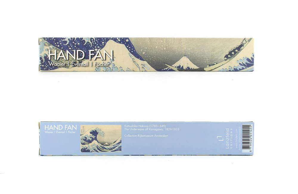 Ventilador de mano, bambú, Hokusai, La gran ola