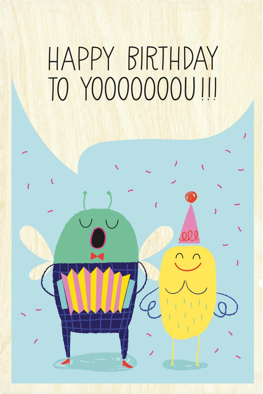 Tarjeta de madera Happy Bday to yooooooou!