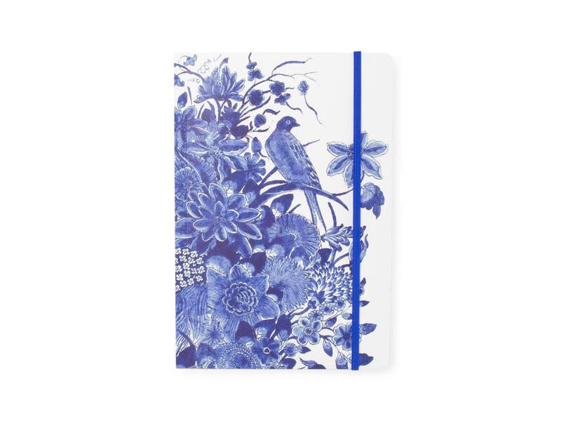 Cuaderno de tapa blanda, A5, pájaros azules de Delft